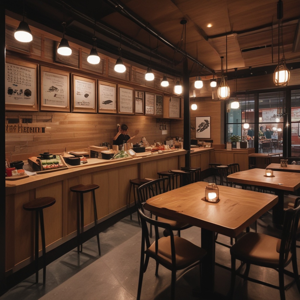 Inside view of a sushi bar